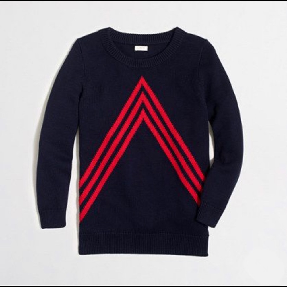 J. Crew Factory Knit Chevron Sweater Navy Red Sz M